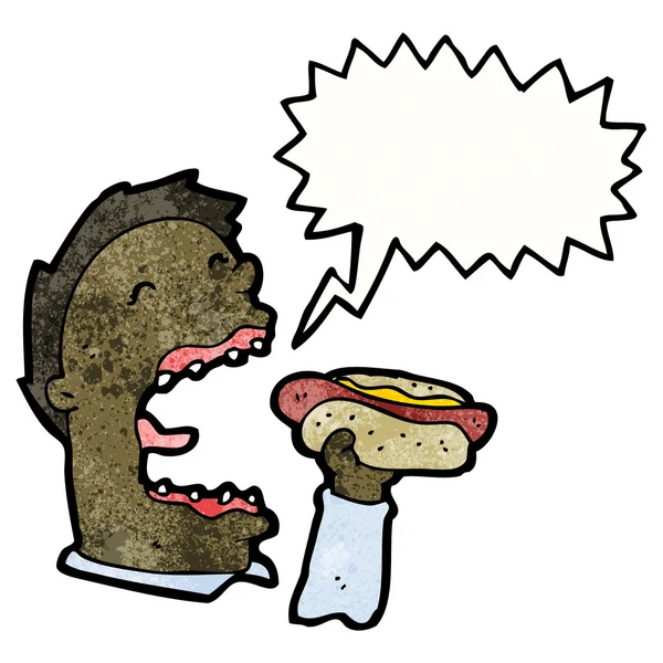 Hombre comer hotdog — Vector de stock