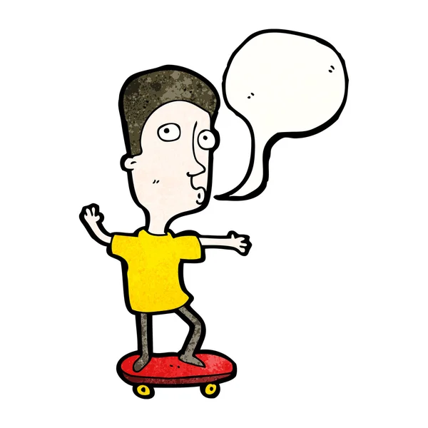 Jongen op skateboard met tekstballon — Stockvector