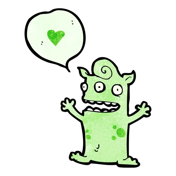 Alien con corazón de amor — Vector de stock