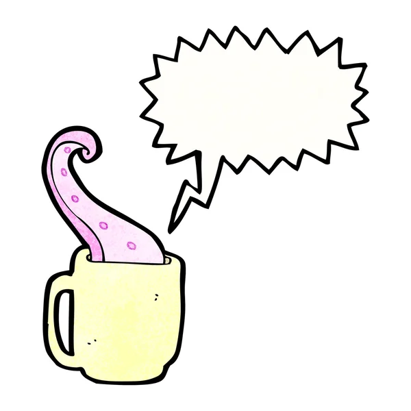 Tentacule effrayant hanté tasse de thé — Image vectorielle