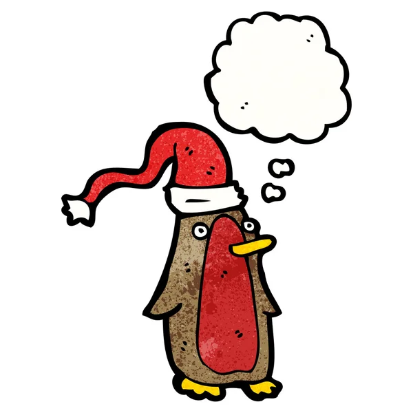 Navidad robin en santa hat — Vector de stock