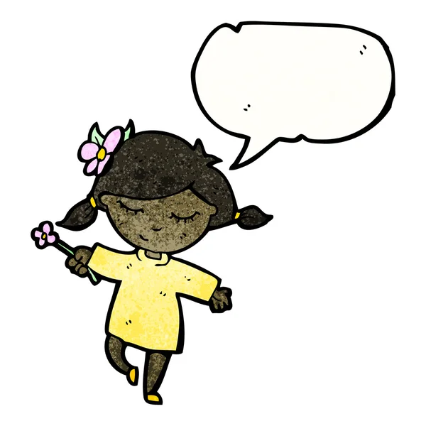 花と踊っている女の子 — ストックベクタ