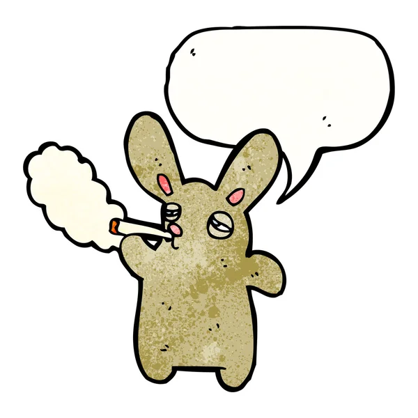 Divertido conejo fumar cigarrillo — Vector de stock