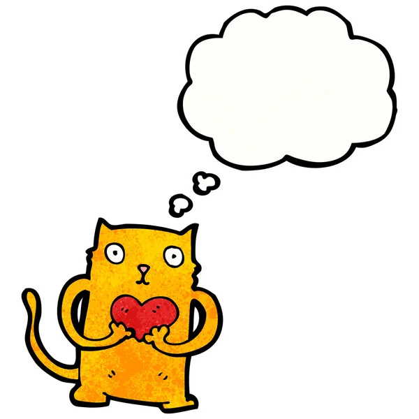 Рыжая кошка с сердцем любви — стоковый вектор