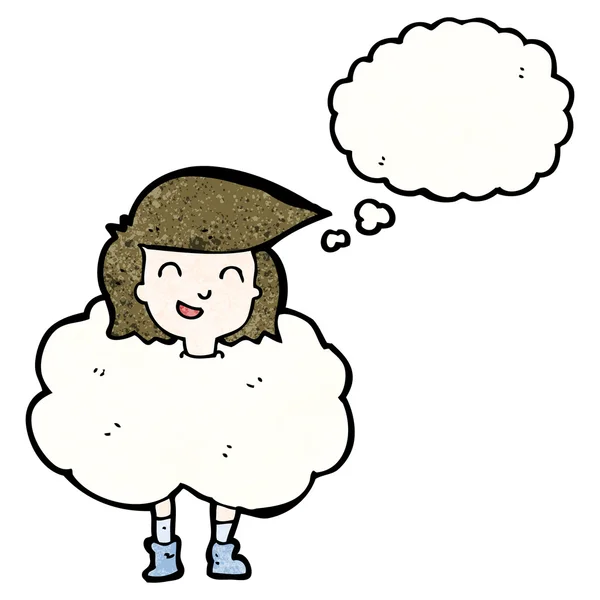 Meisje omringd door wolk — Stockvector