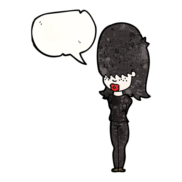 Goth girl with speech bubble — Stock Vector