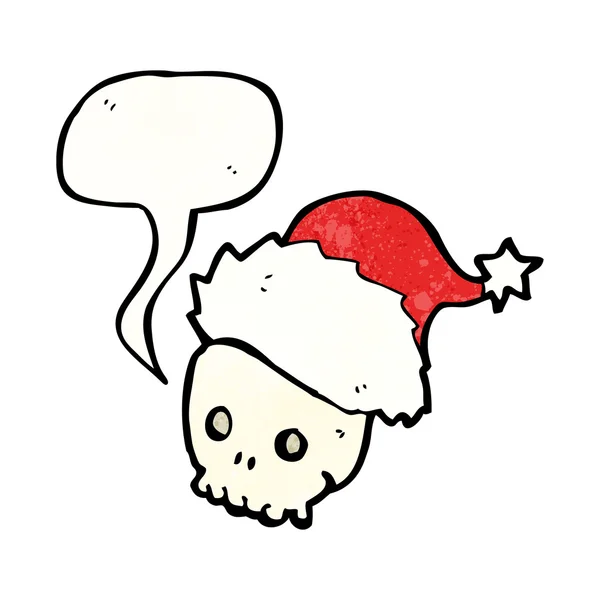 Totenkopf mit Weihnachtsmütze — Stockvektor