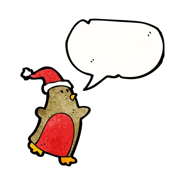 Robin wearing santa hat — Stock Vector