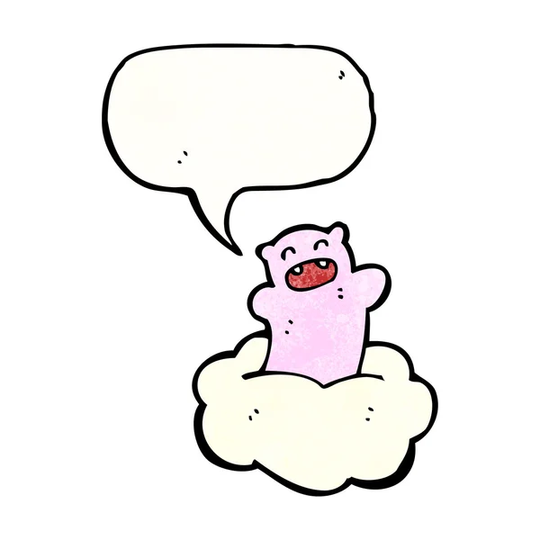 Pink teddy bear on cloud — Stock Vector