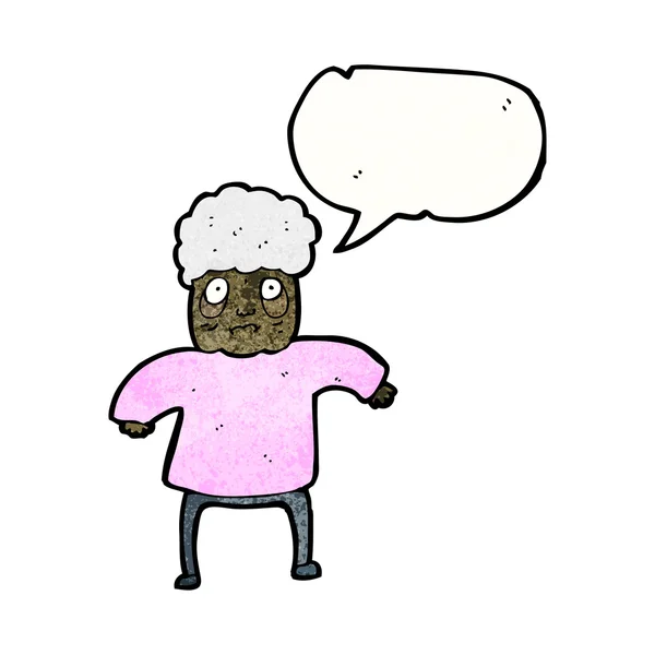Oude dame met tekstballon — Stockvector
