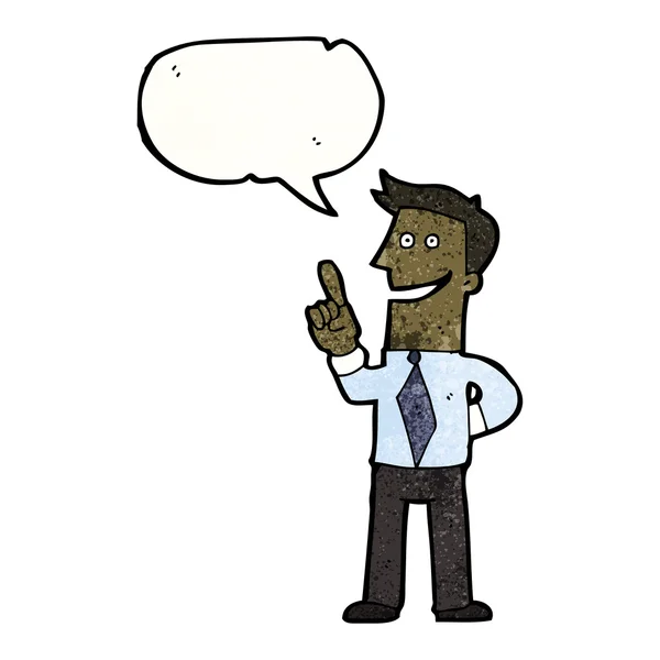 Happy businessman with speech bubble — Stock Vector