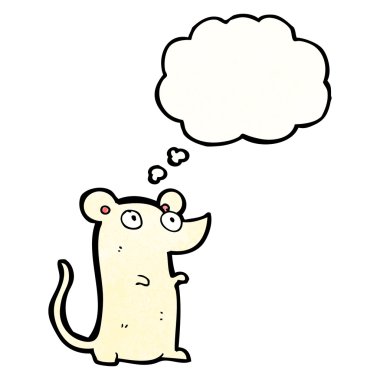 sevimli beyaz fare ile düşünce balonu