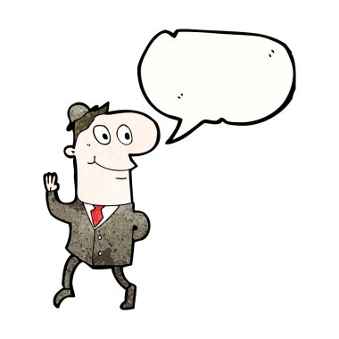 mutlu bir adam çalışmak için yürüyüş