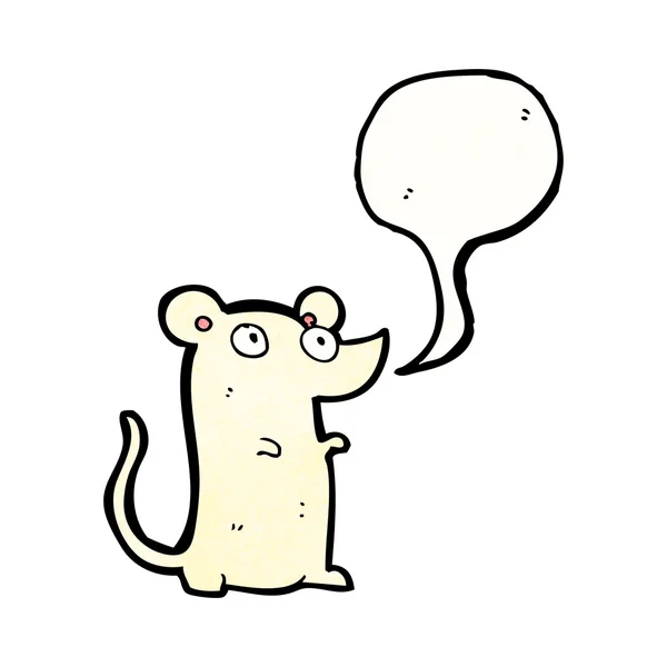 Lindo ratón blanco con burbuja de habla — Vector de stock