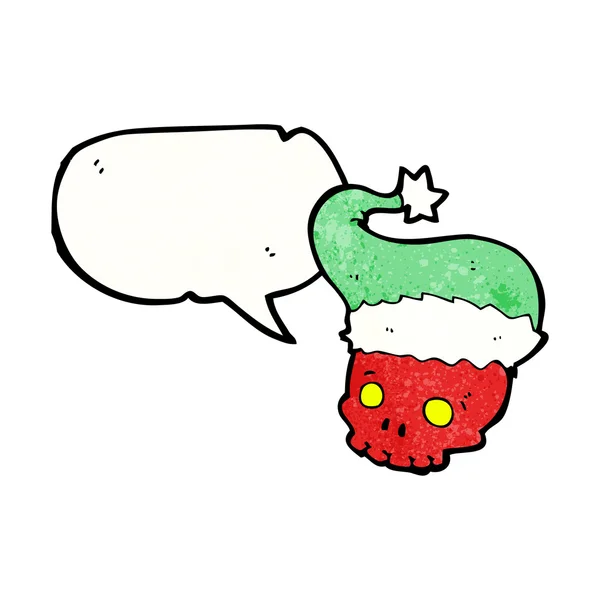 Totenkopf in Weihnachtsmütze — Stockvektor