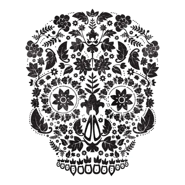 Cráneo floral — Vector de stock