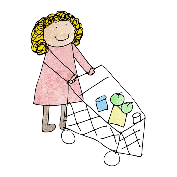 Drawing of a woman shopping — Stock Vector