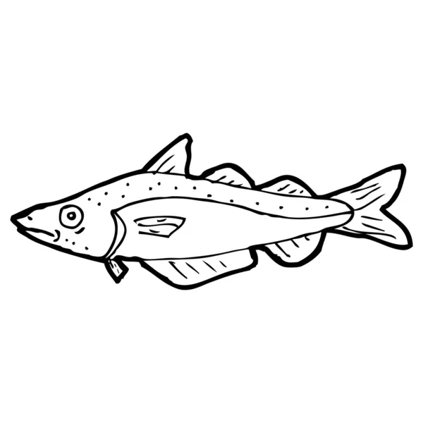 Black and white fish drawing — Stock Vector