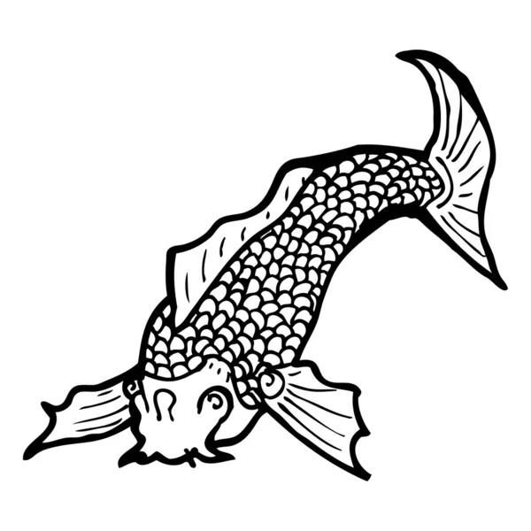 Tatuaje de pescado japonés blanco y negro — Archivo Imágenes Vectoriales