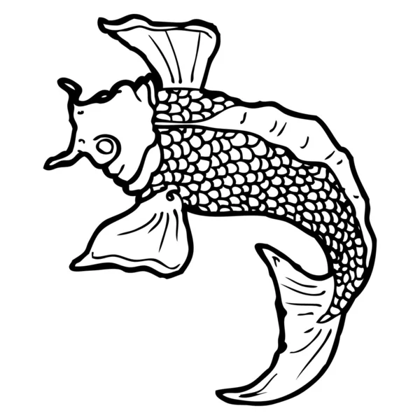 Tatuagem de peixe japonês preto e branco — Vetor de Stock