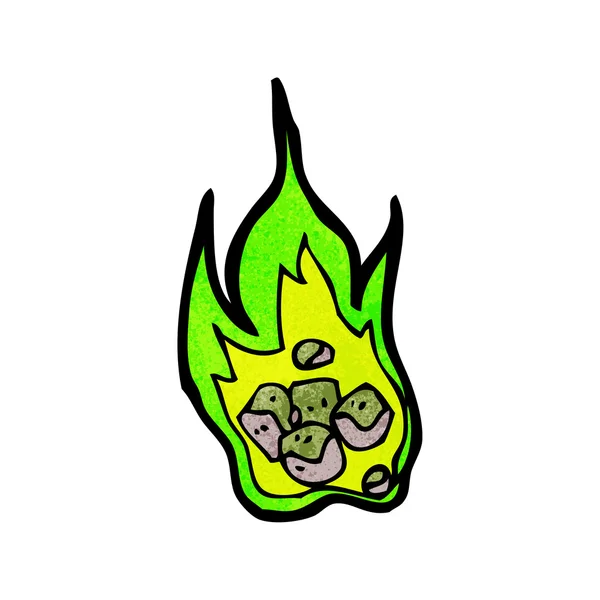 Vlammende groen rots — Stockvector