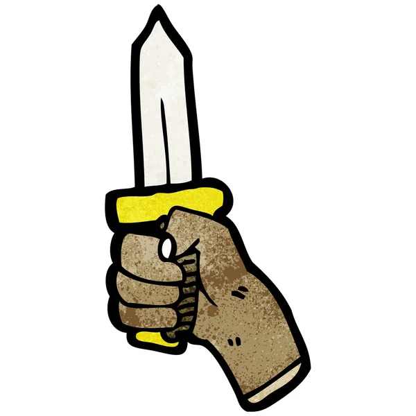 Mano con cuchillo — Vector de stock