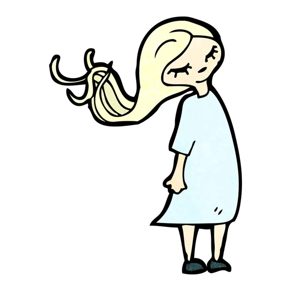 Menina com o cabelo soprando no vento — Vetor de Stock