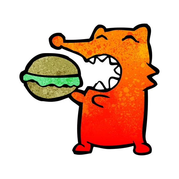 Αλεπού τρώει το μπέργκερ — Διανυσματικό Αρχείο