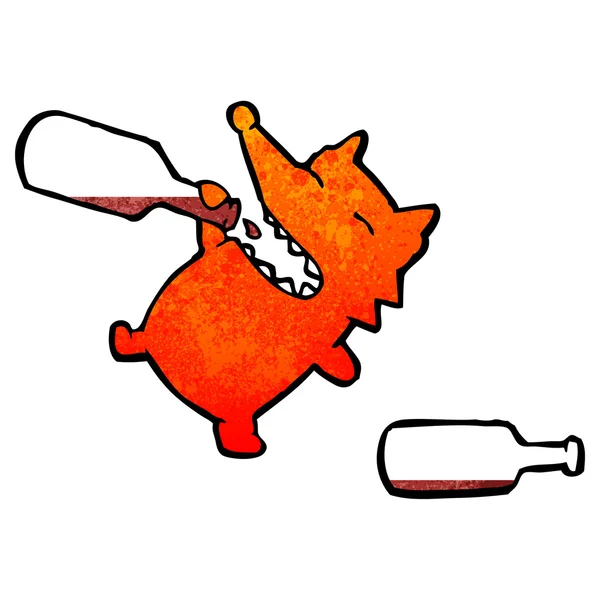 Fox buvant du vin — Image vectorielle