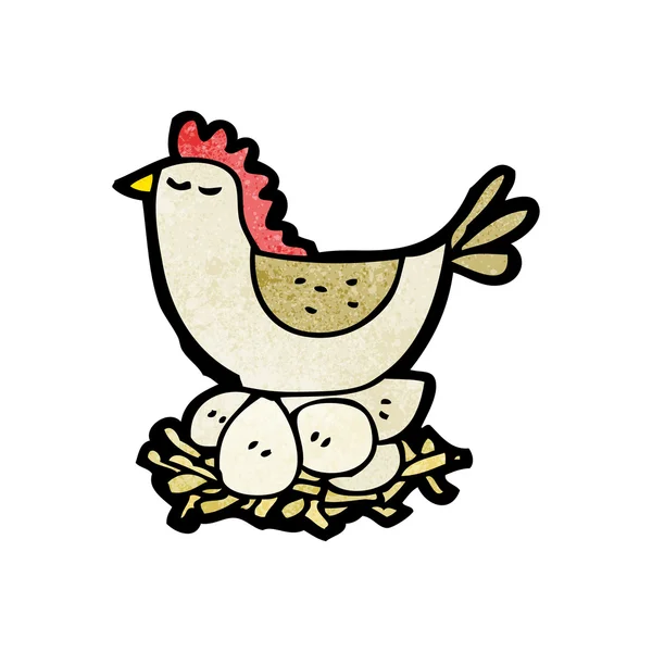 Huhn auf Eiernest — Stockvektor