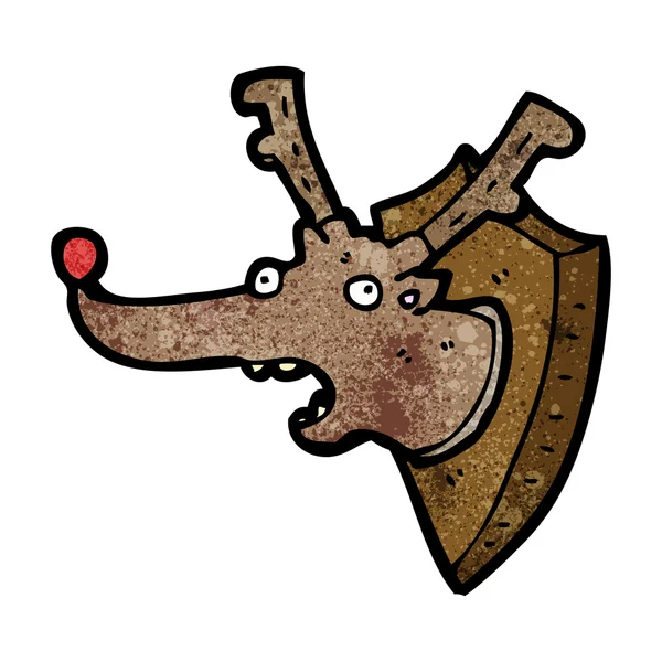 Reindeer head mounted on wall cartoon — Stock Vector