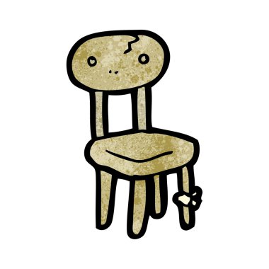 (raster versiyonu) karikatür eski ahşap sandalye