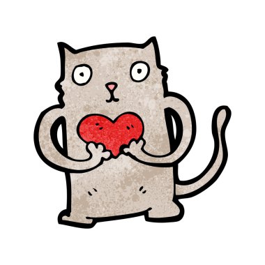 Kalp (raster sürüm ile kedi karikatür)