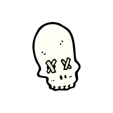 gözleri ürkütücü kafatası karikatür bantlanmış