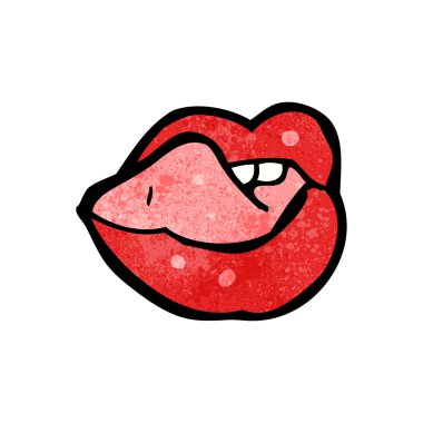 dil yalama dudakları karikatür