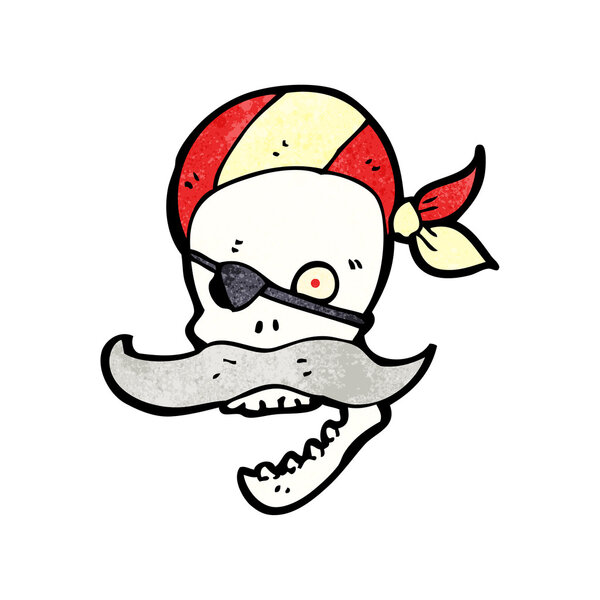 Mustache pirate skull