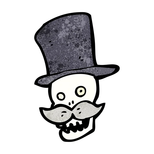 Snor schedel in top hat — Stockvector