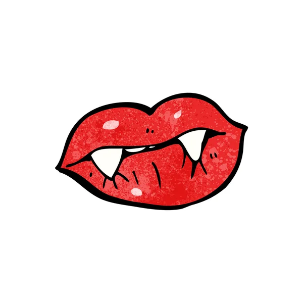 Sexy vampiro labios dibujos animados — Vector de stock