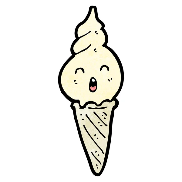 (растровый вариант) мультфильм ретро-персонаж мороженого в конусе — стоковый вектор