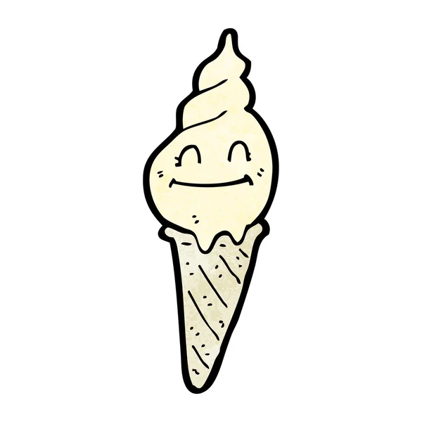 (raster version) cartoon retro ice cream cone character — Stock Vector