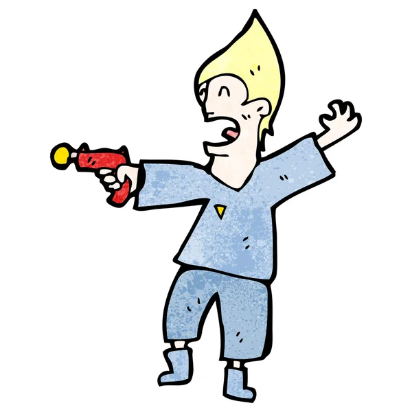Cartoon future man with ray gun — Stock Vector
