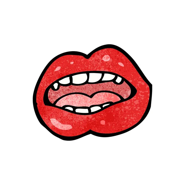 Sexy red lips cartoon — Stock Vector