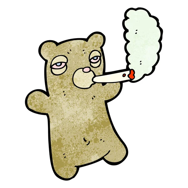 (Raster-Version) Cartoonbär raucht Joint — Stockvektor