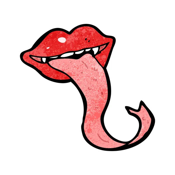 Grosseiro língua longa vampiro lábios desenhos animados — Vetor de Stock