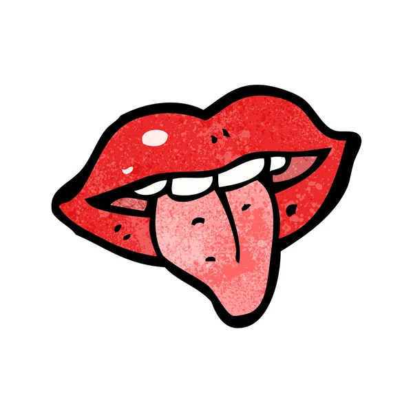 Lips sticking out tongue cartoon — Stock Vector