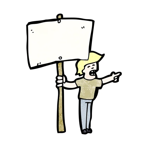 Homme de bande dessinée avec poteau indicateur — Image vectorielle