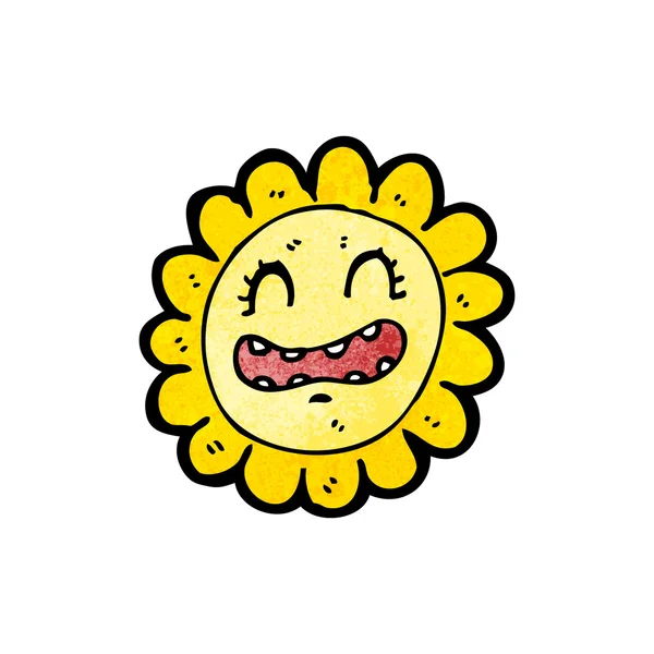 Retro kreslená slunečnicového — Stockový vektor