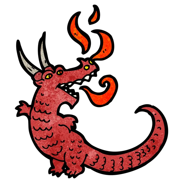 Dragon respirant feu dessin animé — Image vectorielle