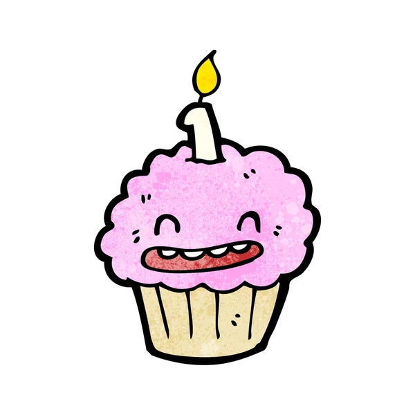 Happy birthday cup cake cartoon — Stock Vector