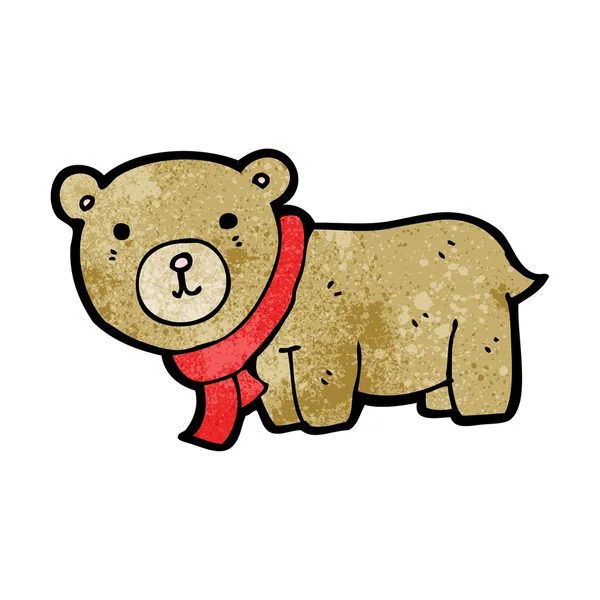 Teddy in scarf cartoon — Stock Vector